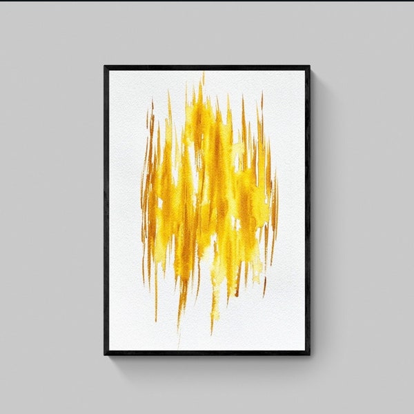 Abstract modern minimalist watercor wall art, original watercolor painting, yellow watercolor art, one of a kind, handmade gift