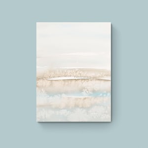 Downloadable art prints, neutral watercolor printable abstract art in soft beige and light blue colors, natural apartment decor wall art