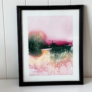 Framed original watercolor painting, original wall art, landscape painting, one of a kind, handmade gift, framed landscape watercolor art