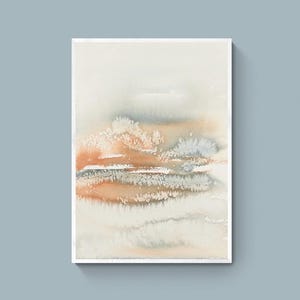 dipinto ad acquerello originale, colori pastello naturali tenui, arte murale paesaggistica, arredamento per la stanza color pastello, pezzo unico, regalo fatto a mano, arte ad acquerello