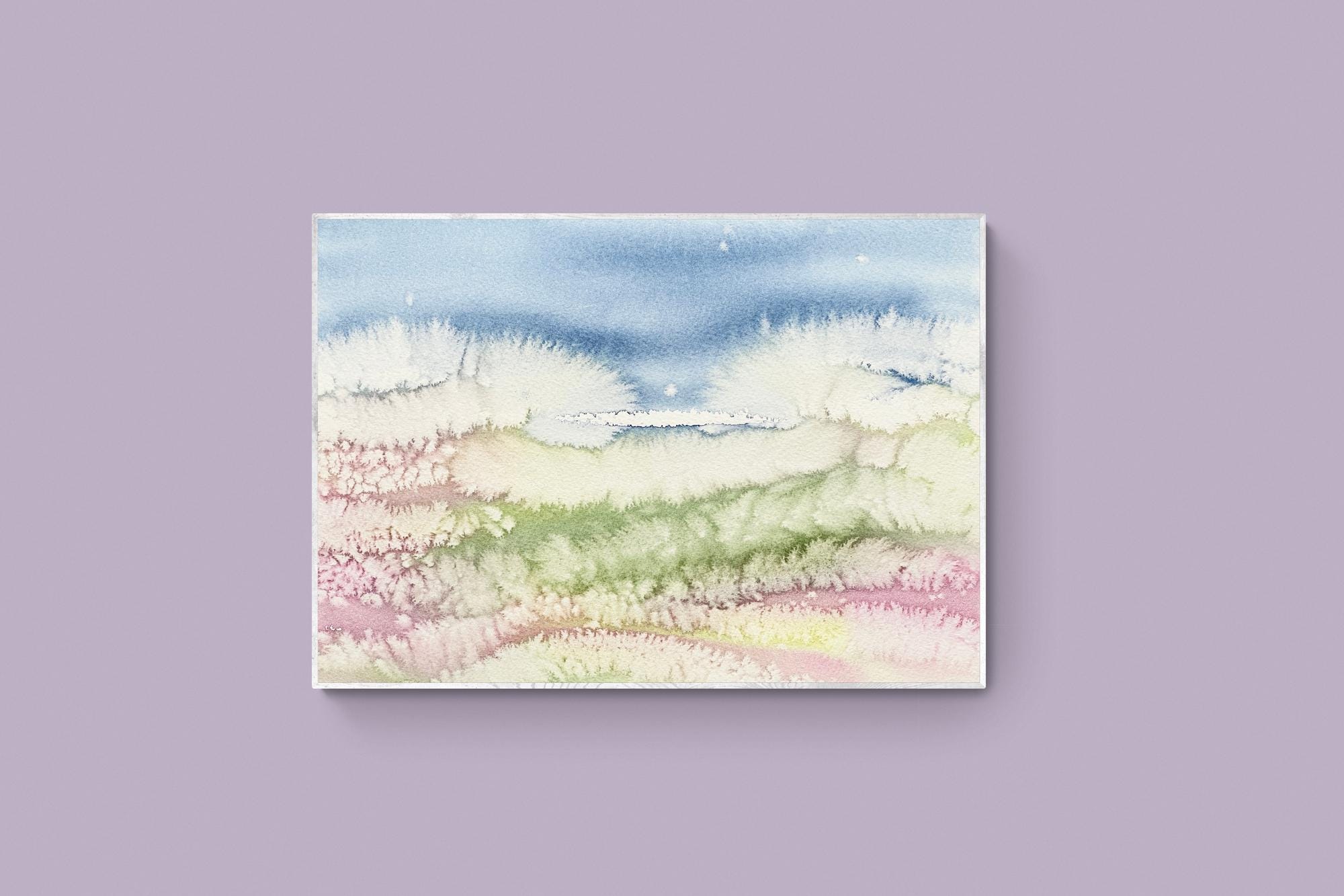 Original Aquarell Malerei, Kunst auf Leinwand, Pastell Landschaft, Kunst auf Leinwand, Unikat, handgemachtes Geschenk
