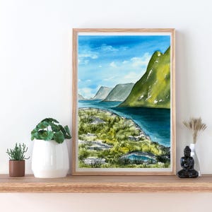 original watercolor painting, original wall art, Lofoten landscape painting, one of a kind, handmade gift, watercolor art