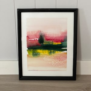 Dipinto ad acquerello originale con cornice, arte murale originale, dipinto di paesaggio, pezzo unico, regalo fatto a mano, acquerello di paesaggio con cornice