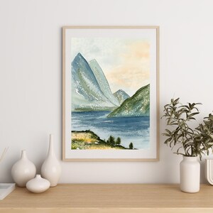 original watercolor painting, original wall art, Lofoten landscape painting, one of a kind, handmade gift, watercolor art