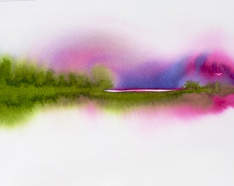 abstrakte Landschaft, einzigartige Kunst, einzigartiges Geschenk, abstrakte Landschaft, Aquarell Kunst