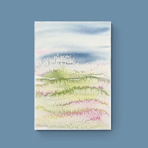 dipinto ad acquerello originale, arte murale con paesaggio pastello, decorazione danese per la stanza con colori pastello, pezzo unico, regalo fatto a mano, arte ad acquerello