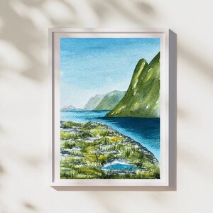 original watercolor painting, original wall art, Lofoten landscape painting, one of a kind, handmade gift, watercolor art