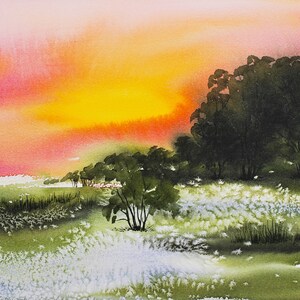 Watercolor Landscape Art Print: Abstract Nature Painting (Digital Download)