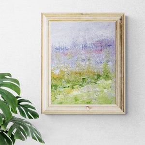 Pastel landscape wall art, original painting on canvas panel, abstract art