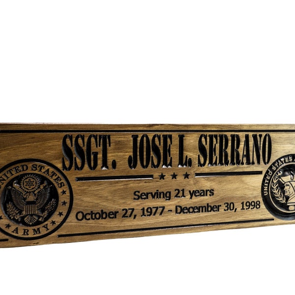 Military Sign-Retirement Gift-Custom Military Promotion Plaque-Personalized Wood Sign-Veterans Day Gift-(CWD-730)