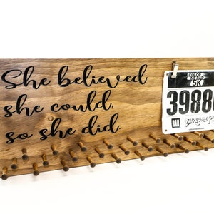 She believed she could so she did - Medal Display - Running Medal Holder - Ribbon Display (CWD-691)