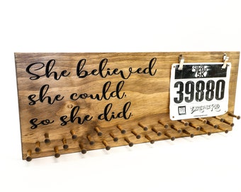 She believed she could so she did - Medal Display - Running Medal Holder - Ribbon Display (CWD-691)