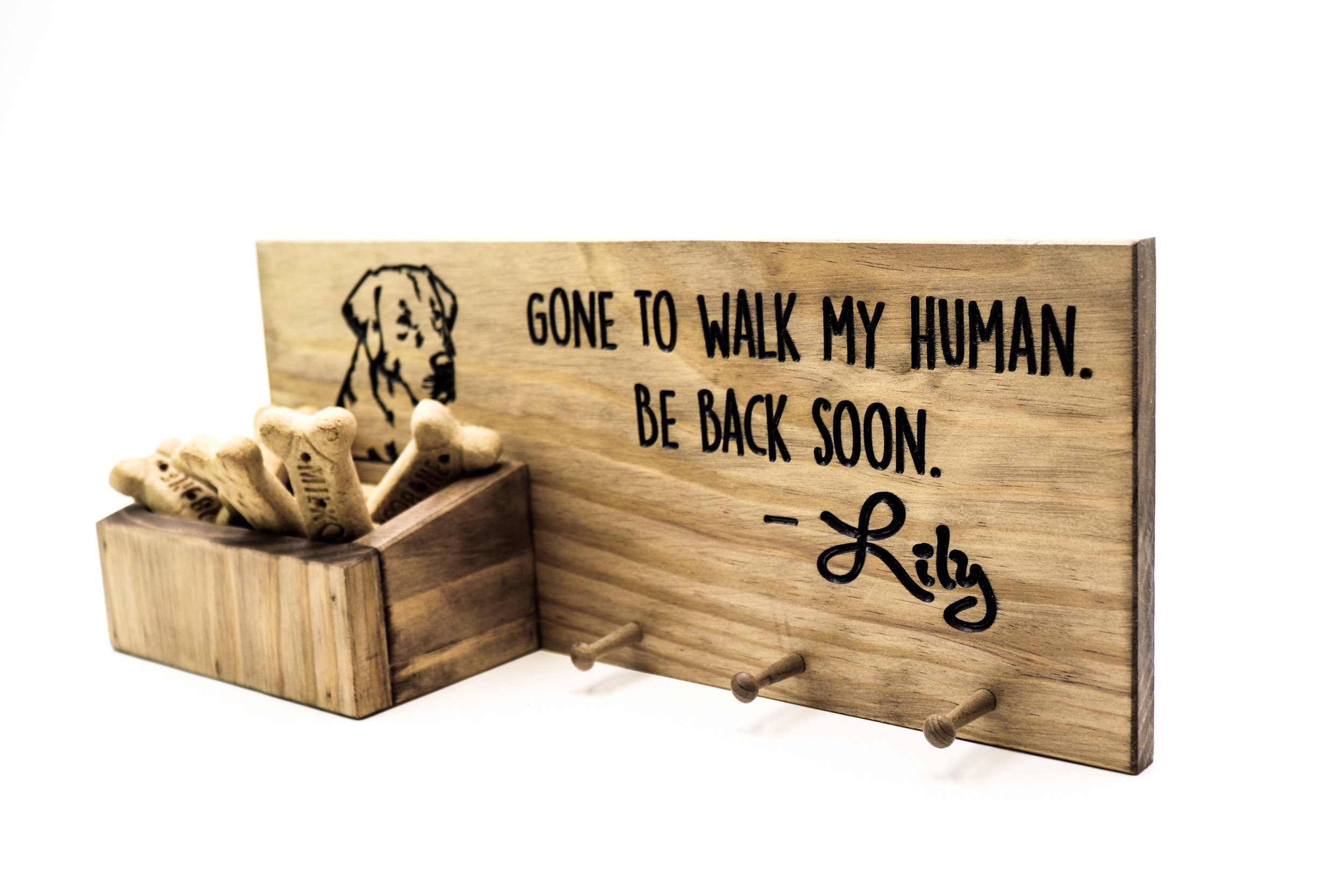 Custom Double Dog Butt Leash / Collar Holder Wall Rack agrohort.ipb.ac.id