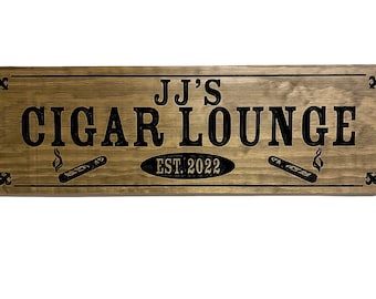 Cigar Bar Sign - Custom Wood Sign - Man Cave Sign (CWD-521)
