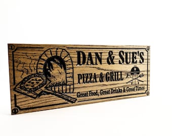 Pizza Oven and Grill Sign - Porch Sign (CWD-405-A)