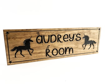 Unicorn kids room sign - kids room decor - kids room wooden sign- custom kids room sign- unicorn girl room sign   (CWD-706)