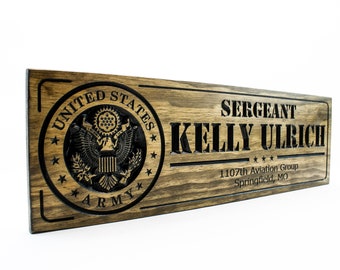 Military Sign-US Army-Military Retirement Gift-Deployment-Personalized Wood Sign-Veterans Day  (CWD-218)