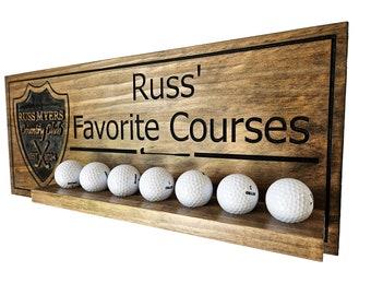 Custom Golf Sign - Golf Ball Shelf - Personalized Wood Sign (CWD-812)