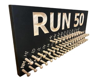 Medal Display - 50 State Marathons - Ribbon Display (CWD-705-BLK)