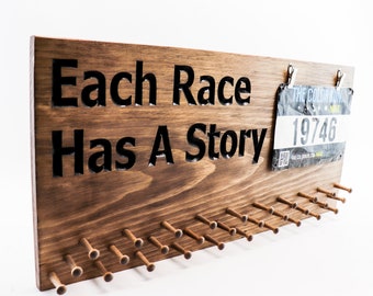 Marathon Medal display 23x11 with 19 or 30 PEGS-running medals and race bibs holder-Marathon(CWD-752)
