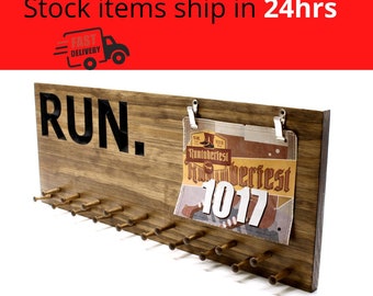 Marathon Medal display 23x9 with 19 or 30 PEGS-running medals and race bibs holder-Marathon, Gymnastics, Sports (CWD-569 STOCK)