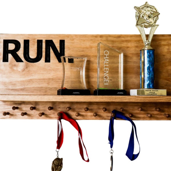 Medal Display - Trophy Shelf - Gymnast Trophies - Running Medal Holder - Ribbon Display (CWD-776)