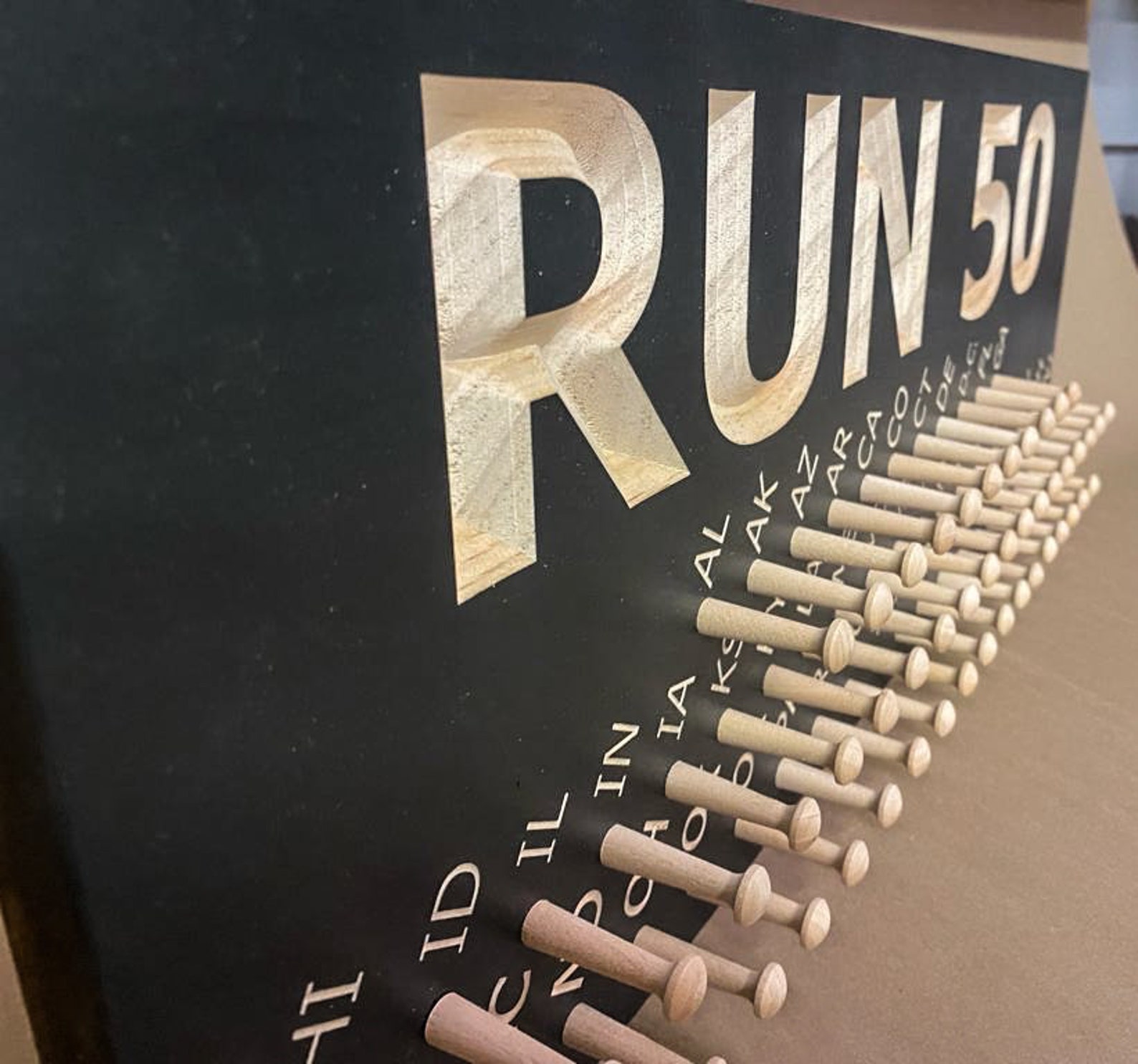 Medal Display - 50 State Marathons - Ribbon Display (CWD-705-BLK) - Etsy