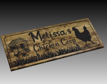 Personalized Chicken Farmhouse Sign,Wooden Farmhouse Decor Family Name Sign Couple Established Hen Custom Carved Farm Sign (CWD-813)