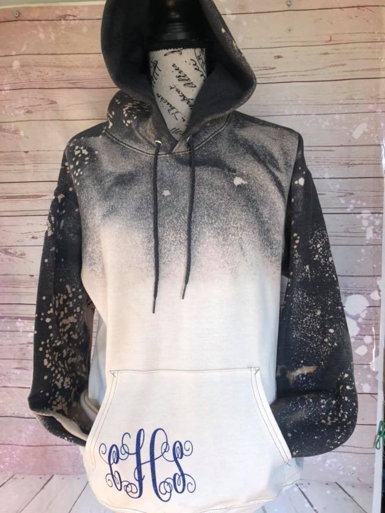 Custom Unique Bleached Pullover Hoodie with Monogram Etsy