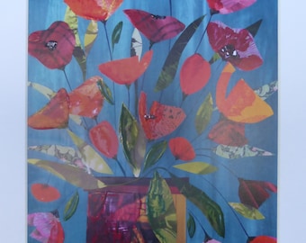 Poppy Collage : limited edition print, poppies, flowers, colour, art,