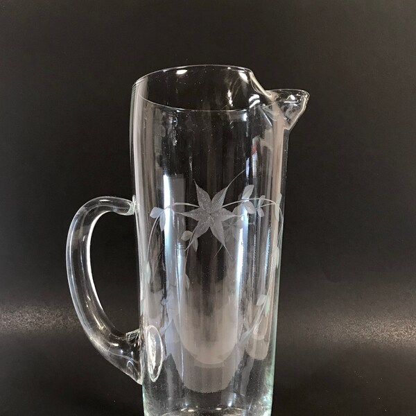 Etched Glass Pitcher Etsy
