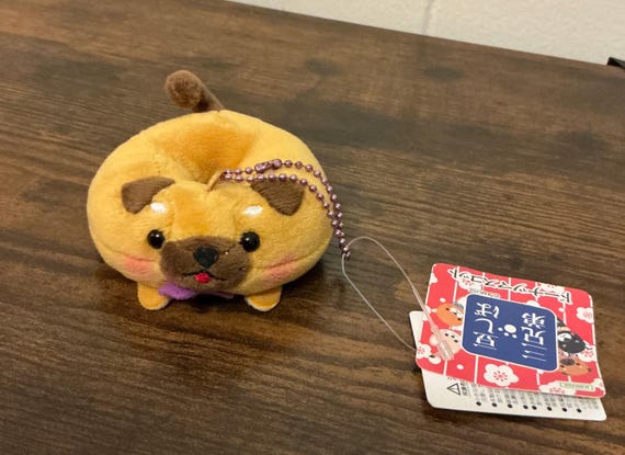 A Rare Vintage NWT AMUSE Mameshiba Brothers Doughnut Keychain Keyring Plush