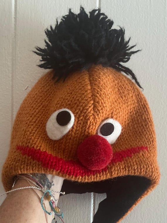 A Rare Vintage Kids Delux Knitwits Ernie Sesame Street Wool 