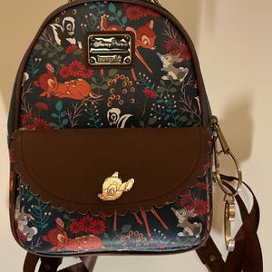 A Rare HTF Bambi Disney Parks Loungefly Mini Backpack Tonuske Flower Bag