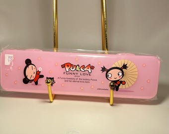 Rare Vintage Pucca Funny Love New plastic Pencil Case Pencil Box