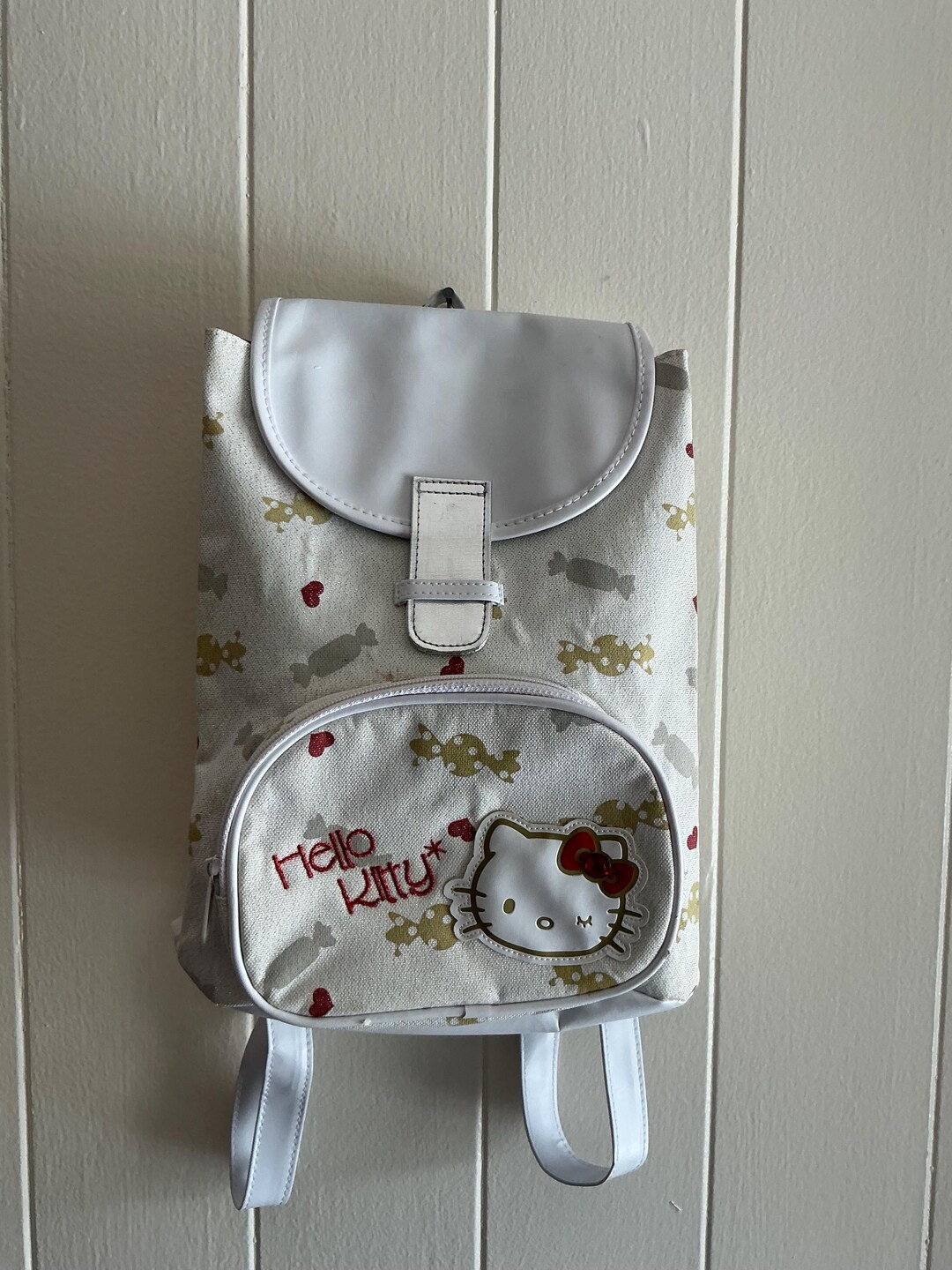 HTF Rare Vintage Sanrio Y2K  Hello Kitty Purse White Candy Print Backpack Bag HTF Rare Vintage Sanrio Y2K Hello Kitty Purse White Candy  main image 2