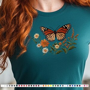 Floral T-Shirt, Unisex Graphic Tee for Casual Wear, Gift for Butterfly Lovers, Spring Fashion, Vintage Style Shirt