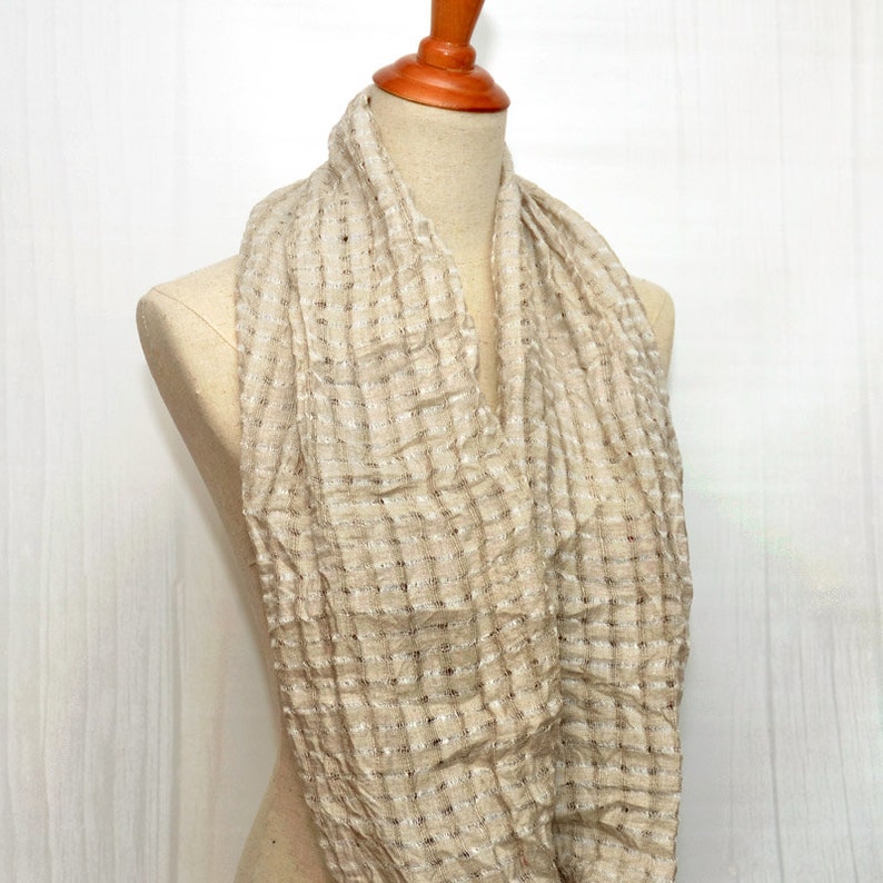Oatmeal Linen Infinity Scarf Chunky Scarf Natural Linen Etsy
