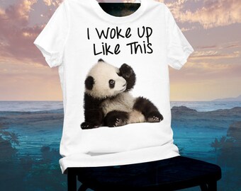 Panda t-shirt, Printed t-shirt, white t-shirt, women's t-shirt, men's t-shirt, cotton t-shirt, animal t-shirt, white tee, cotton tee, funny