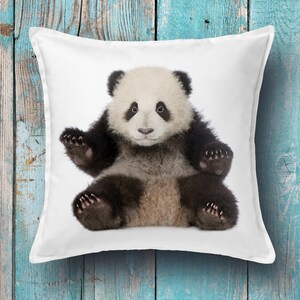 Panda cushion cover - Panda decorative pillow cover, Panda throw pillow cover, Canvas pillow, Throw pillow, Toss pillow, Decorative pillow
