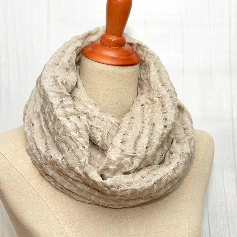 Oatmeal Linen Infinity Scarf Chunky Scarf Natural Linen Etsy