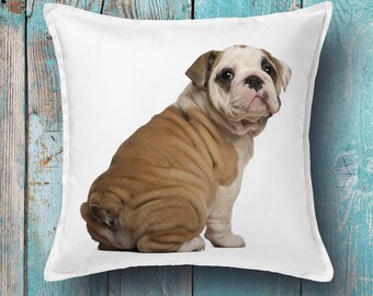 Bulldog cushion cover - Bulldog decorative pillow cover, Dog throw pillow cover, Canvas pillow, Throw pillow, Toss pillow, Decorative pillow