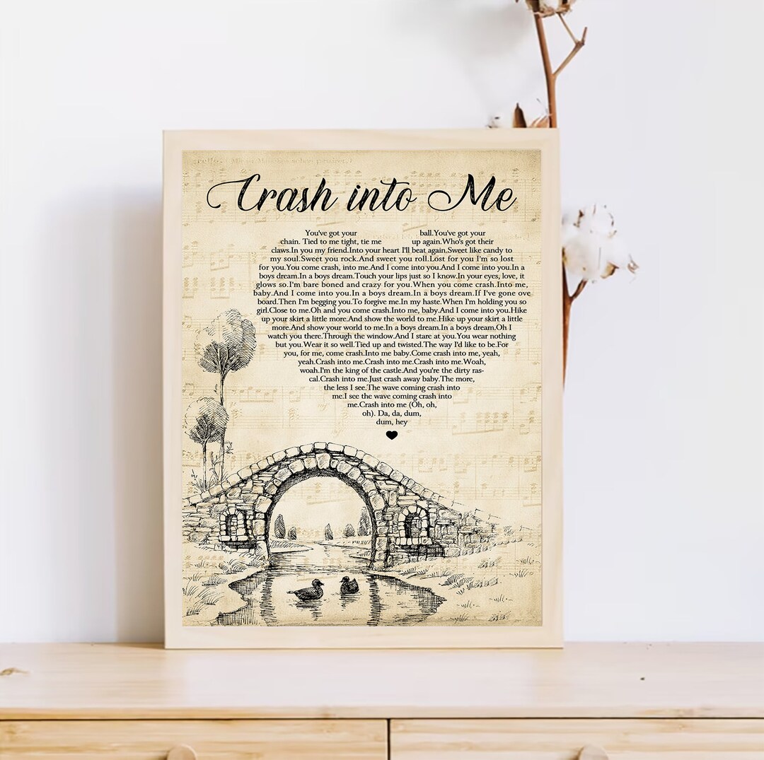 Dave Matthews Band Crash Into Me Lyrics Vintage Poster Dave Etsy