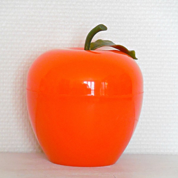 Orange Plastic Apple Cannister Ice Bucket 1970