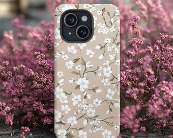 Floral Phone Case, Spring Flowers Phone Case, Cover for iPhone 13 14 15 16 Pro Max, Aesthetic, Tough Case,  Spring Flower Phone Case