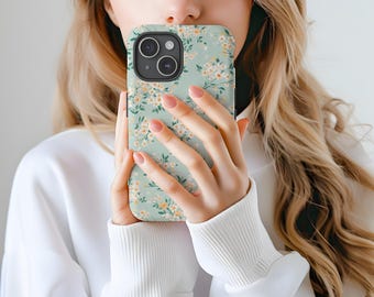 Floral Phone Case, Spring Flowers Phone Case, Cover for iPhone 13 14 15 16 Pro Max, Aesthetic, Tough Case,  Spring Flower Phone Case