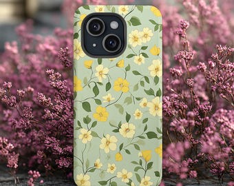 Floral Phone Case, Spring Flowers Phone Case, Cover for iPhone 13 14 15 16 Pro Max, Aesthetic, Tough Case,  Spring Flower Phone Case