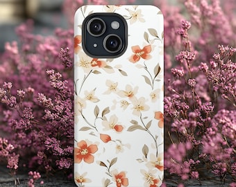 Floral Phone Case, Spring Flowers Phone Case, Cover for iPhone 13 14 15 16 Pro Max, Aesthetic, Tough Case,  Spring Flower Phone Case