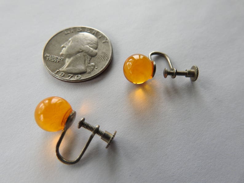Antique Art Deco Apple Juice Bakelite Screw Back Earrings