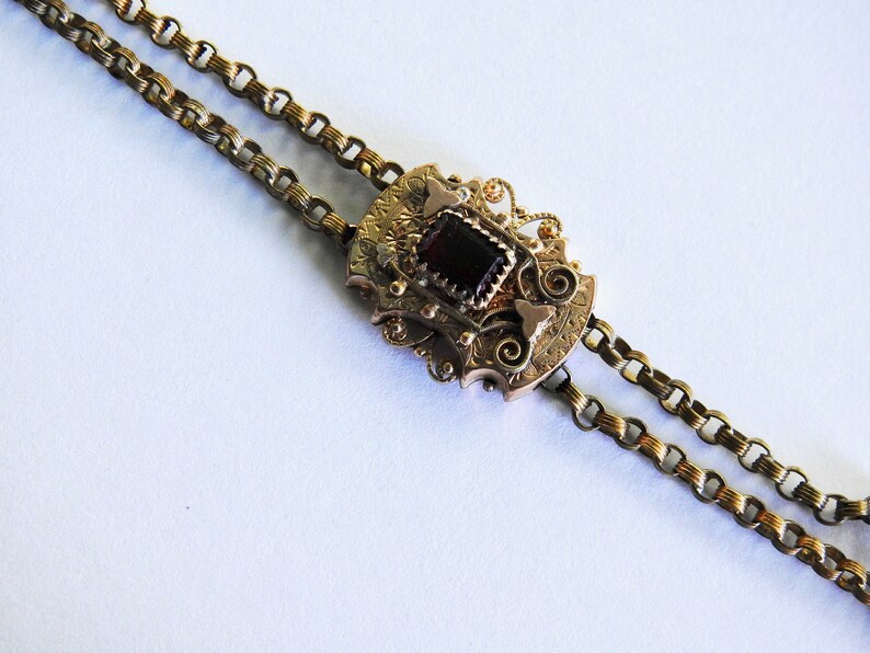 Victorian Gold Filled Garnet Slide Necklace